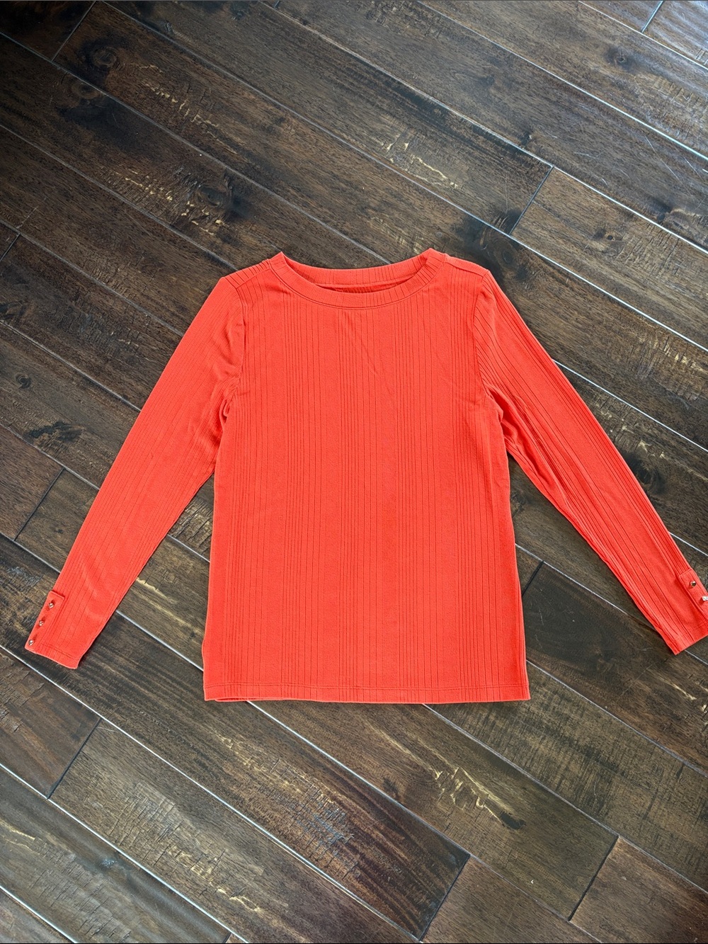 LOFT Coral Ribbed Long Sleeve Shirt